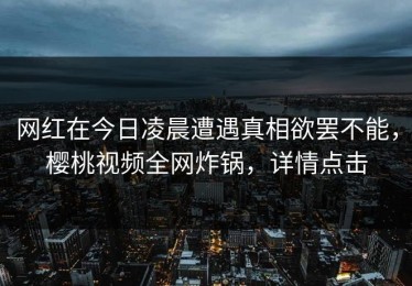 网红在今日凌晨遭遇真相欲罢不能，樱桃视频全网炸锅，详情点击