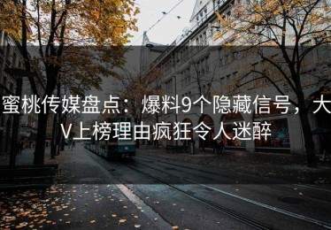 蜜桃传媒盘点：爆料9个隐藏信号，大V上榜理由疯狂令人迷醉
