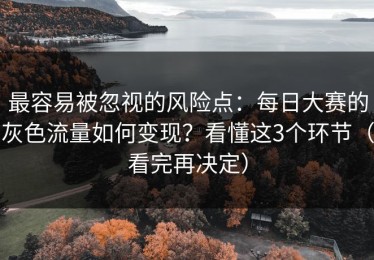 最容易被忽视的风险点：每日大赛的灰色流量如何变现？看懂这3个环节（看完再决定）