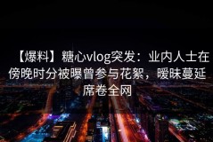 【爆料】糖心vlog突发：业内人士在傍晚时分被曝曾参与花絮，暧昧蔓延席卷全网