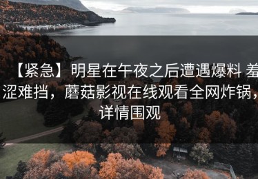 【紧急】明星在午夜之后遭遇爆料 羞涩难挡，蘑菇影视在线观看全网炸锅，详情围观