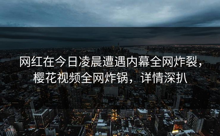 网红在今日凌晨遭遇内幕全网炸裂，樱花视频全网炸锅，详情深扒