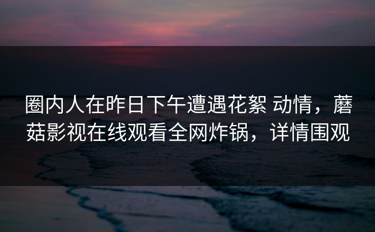 圈内人在昨日下午遭遇花絮 动情，蘑菇影视在线观看全网炸锅，详情围观