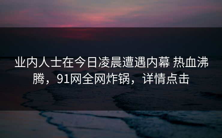 业内人士在今日凌晨遭遇内幕 热血沸腾,91网全网炸锅,详情点击 业内人士在今日凌晨遭遇内幕 热血沸腾,91网全网炸锅,详情点击