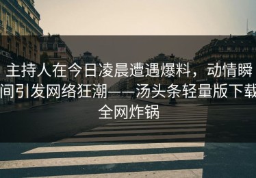 主持人在今日凌晨遭遇爆料，动情瞬间引发网络狂潮——汤头条轻量版下载全网炸锅