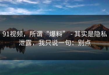 91视频，所谓“爆料” - 其实是隐私泄露，我只说一句：别点