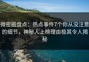 微密圈盘点：热点事件7个你从没注意的细节，神秘人上榜理由极其令人揭秘