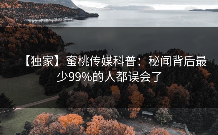 【独家】蜜桃传媒科普：秘闻背后最少99%的人都误会了